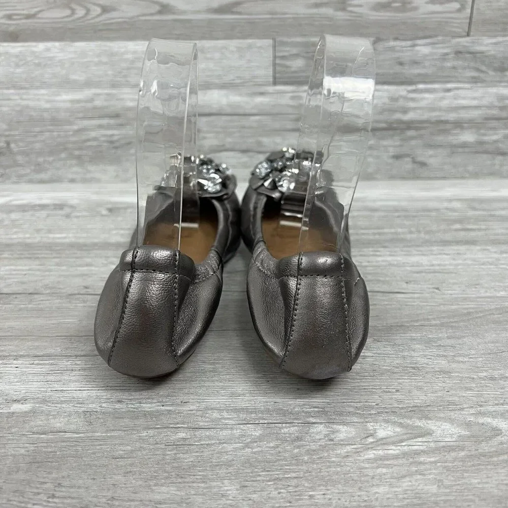 Jeffrey Campbell ballet flat Metallic Gray leather embellished shoes size 6